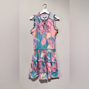 Colorful Leaf Print Kids Dress